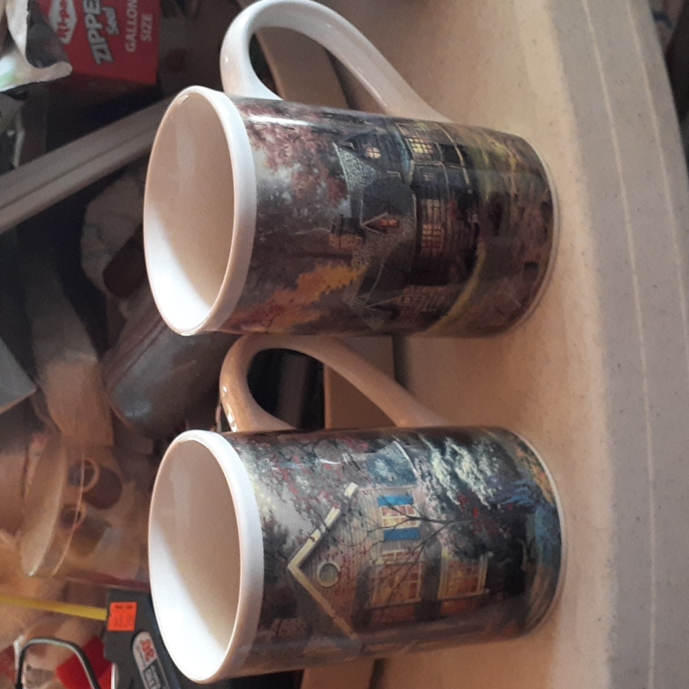 Lot of 2 - 2005 Thomas Kincade Tall Mugs